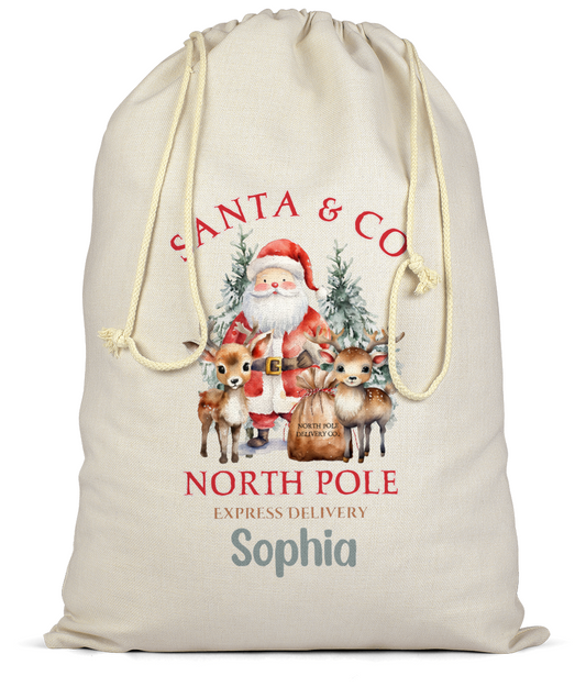 Christmas Scene Santa Sack