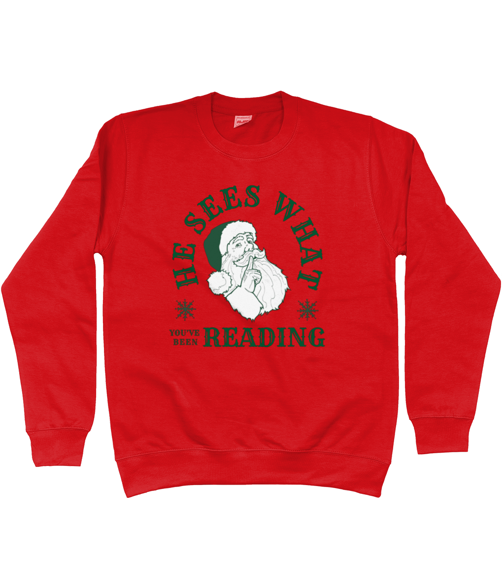 He Sees What You've Been Reading Sweater