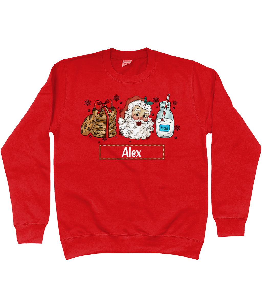 Kids Personalised Santa, Milk & Cookies Sweater