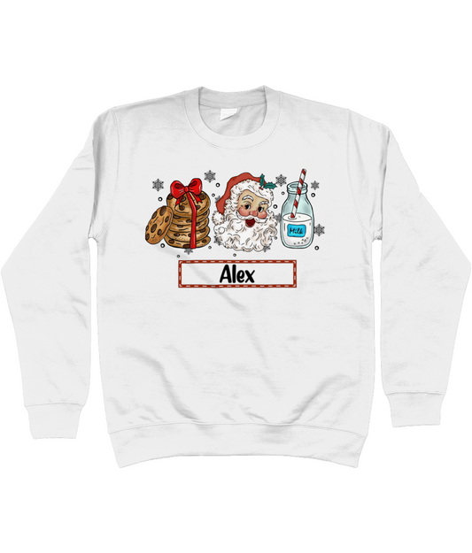 Kids Personalised Santa, Milk & Cookies Sweater