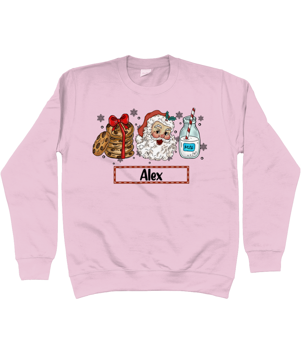 Kids Personalised Santa, Milk & Cookies Sweater