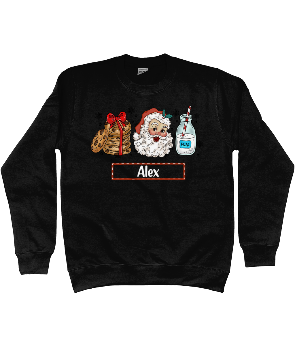 Kids Personalised Santa, Milk & Cookies Sweater